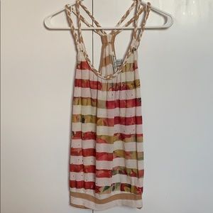 Light Striped Braided Sleeve Design Tank Top